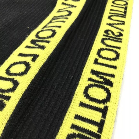 Auth LOUIS VUITTON MP2238 Snood Logo Bicolor Scarf wool Black/yellow - Picture 12 of 16